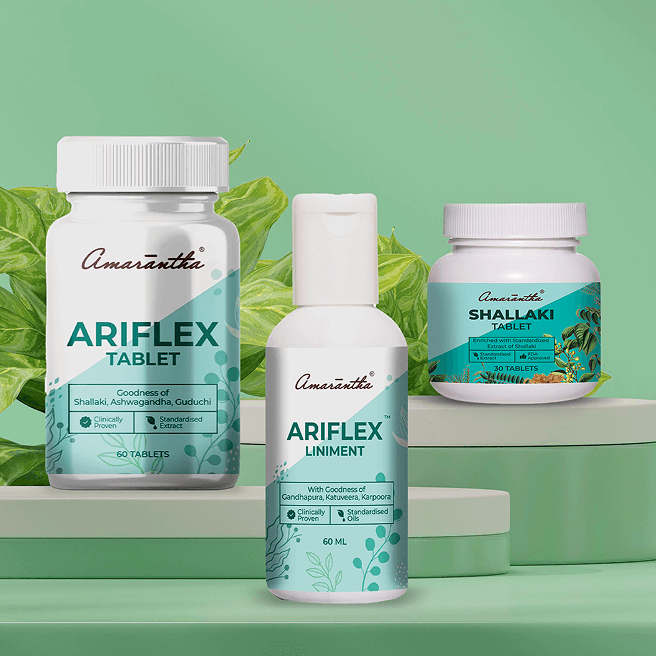 Joint Pain Reliever Combo | Ariflex Liniment-1 Ariflex tablet -1 & Amarantha Shallaki tablet -1